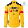 Set Langarmtrikot + Trägerhose Lange 2020 Team Jumbo-Visma Winter Thermal Fleece N001